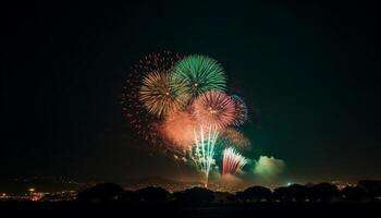 fogos de artifício para celebração às noite cena generativo ai foto