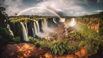 tranquilo natureza panorama com arco Iris cena foto