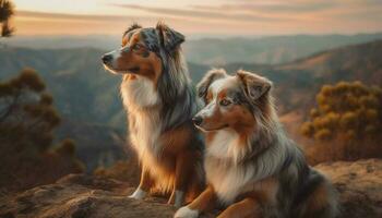 fidelidade e amizade dentro natureza dois brincalhão cachorros desfrutando ao ar livre generativo ai foto