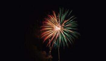 quarto do Julho celebração vibrante cores, explodindo fogos de artifício, brilhando alegria generativo ai foto