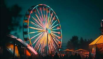 excitação e alegria às a vibrante carnaval debaixo a noite céu generativo ai foto