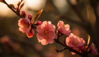 vibrante cereja Flor árvore dentro cheio florescer, uma primavera beleza generativo ai foto