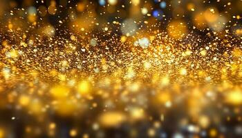 cintilante ouro pano de fundo ilumina vibrante celebração com confete explosão gerado de ai foto