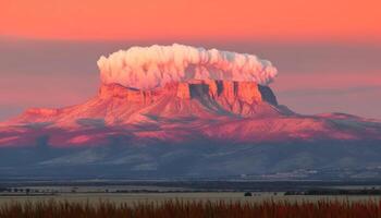 majestoso montanha faixa, tranquilo cena, multi colori outono panorama gerado de ai foto