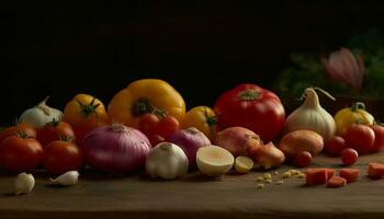orgânico vegetariano refeição com fresco abóbora, alho, e tomate especiaria gerado de ai foto