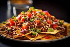 estoque foto do nachos México dentro prato mexicano Comida Comida fotografia generativo ai