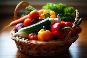 estoque foto do misturar vegetal em a cesta editorial Comida fotografia generativo ai