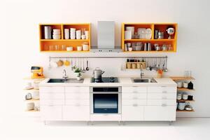 dentro cozinha branco isolado fundo Comida fotografia ai gerado foto