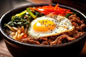 estoque foto do bibimbap as vezes romanizado Como bi bim bap Comida fotografia generativo ai