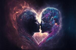 homem e mulher se beijando dentro profundo amor namorados ilustração Garoto e menina outono dentro amor romântico sentimento. ilustração .namorados amor conceito. generativo ai foto