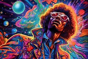 icônico capitão starfunker funkyfizing funky música Anos 70 anos setenta ilustração generativo ai foto