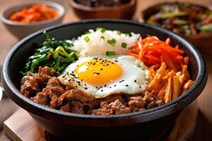 estoque foto do bibimbap as vezes romanizado Como bi bim bap Comida fotografia generativo ai