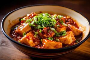 estoque foto do ma po fumar po tofu mp duf marcado avó tofu Comida fotografia generativo ai