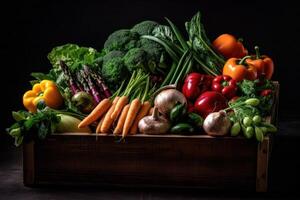 estoque foto do misturar vegetal em a uma caixa editorial Comida fotografia generativo ai