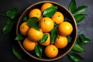 estoque foto do Jeju laranja frutas em a cozinha plano deitar fotografia generativo ai