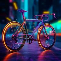 colorida bicicleta em a estrada, ai gerado foto
