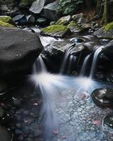 lindo rio fluxo criada com generativo ai tecnologia foto