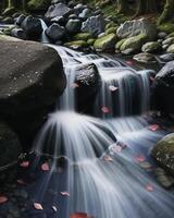 lindo rio fluxo criada com generativo ai tecnologia foto