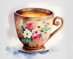 fofa aguarela pintado tee copo. ai generativo foto