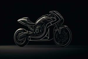 modelo do uma Preto motocicleta em uma Sombrio fundo generativo ai foto