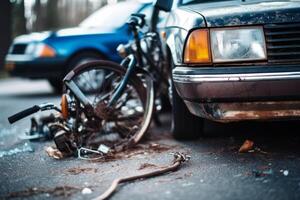 bicicleta acidente com carro generativo ai foto