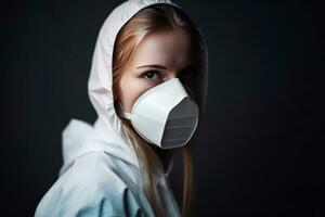 vírus pandemia, médico dentro protetora mascarar generativo ai foto
