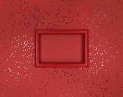 moldura e estrelas de confete em um fundo vermelho foto