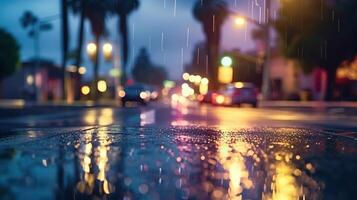 carro borrado luminária lente fundo com água chuva generativo ai foto
