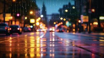 carro borrado luminária lente fundo com água chuva generativo ai foto