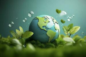 papel arte , mundo meio Ambiente e terra dia conceito , verde planeta de Meio Ambiente proteção , Salve  a planeta , gerar ai foto