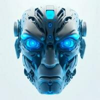 futurista cyborg cabeça frente visualizar. 3d Renderização. ai gerado foto