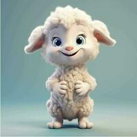 desenho animado ovelha com grande olhos. 3d Renderização foto