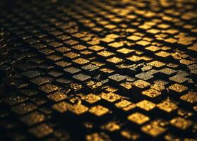 Sombrio ouro abstrato fundo orgânico formas abstrato geométrico mosaico padronizar criada com generativo ai tecnologia foto