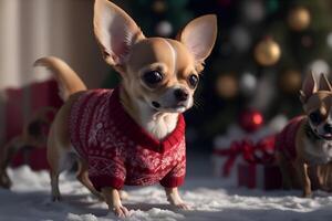 chihuahua dentro Natal estacionar. ai gerado foto