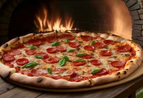 pizza fresco a partir de a woodfired. ai gerado foto