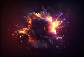 criativo abstrato partículas fundo. espaço nebulosa começar explodido. ai gerado foto