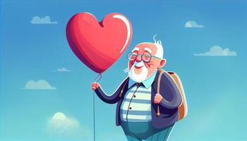 avó aguarde coração balão com sorridente. ai gerado. foto