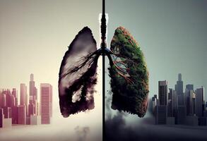 pulmão doença dee fumar , ar poluição. ai gerado. foto