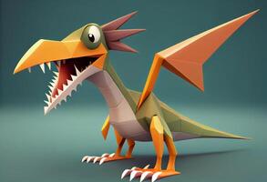 pterodátilo dinossauro desenho animado personagem. ai gerado. foto