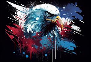EUA americano bandeira criativo patriótico fundo com Careca Águia. ai gerado. foto
