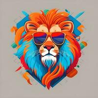 obra de arte do camiseta gráfico Projeto com leão.. ai gerado foto