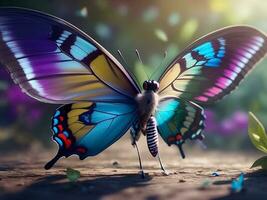 colorida pintado borboleta com asas espalhar Fora vôo. ai gerado foto