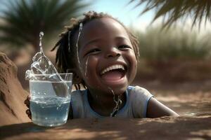 seca falta do água problema rindo criança dentro África. ai gerado foto