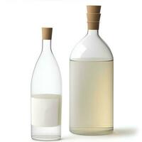 uma típica em forma shochu licor garrafa com em branco rótulo, isolado em branco. ai gerado foto