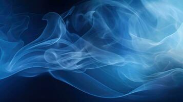 fumaça rodopiando efeito. tinta solta dentro água em Sombrio azul fundo. generativo ai foto