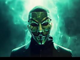 anônimo hacker. conceito do hacking cíber segurança, cibercrime, ataque cibernético. ai gerado imagem. foto