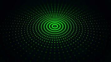 uma digital disco do pontos. futurista verde circular aceno. a conceito do grande dados. a onda efeito do a rede. 3d Renderização foto