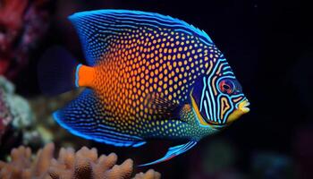 vibrante palhaço peixe natação dentro colorida recife gerado de ai foto