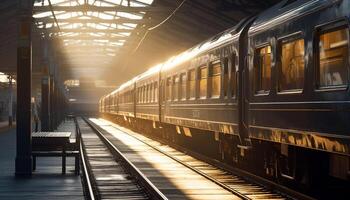 passageiro trem velocidades através cidade desaparecimento ponto gerado de ai foto