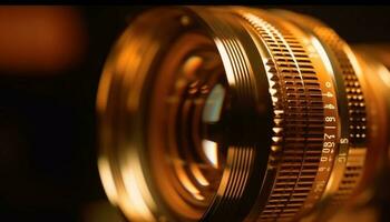 brilhante metal círculo voltas dentro moderno Câmera gerado de ai foto